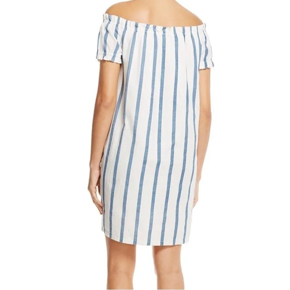 VERO Modo mini dress off the shoulder vertical stripe lined straight size s - Picture 3 of 15